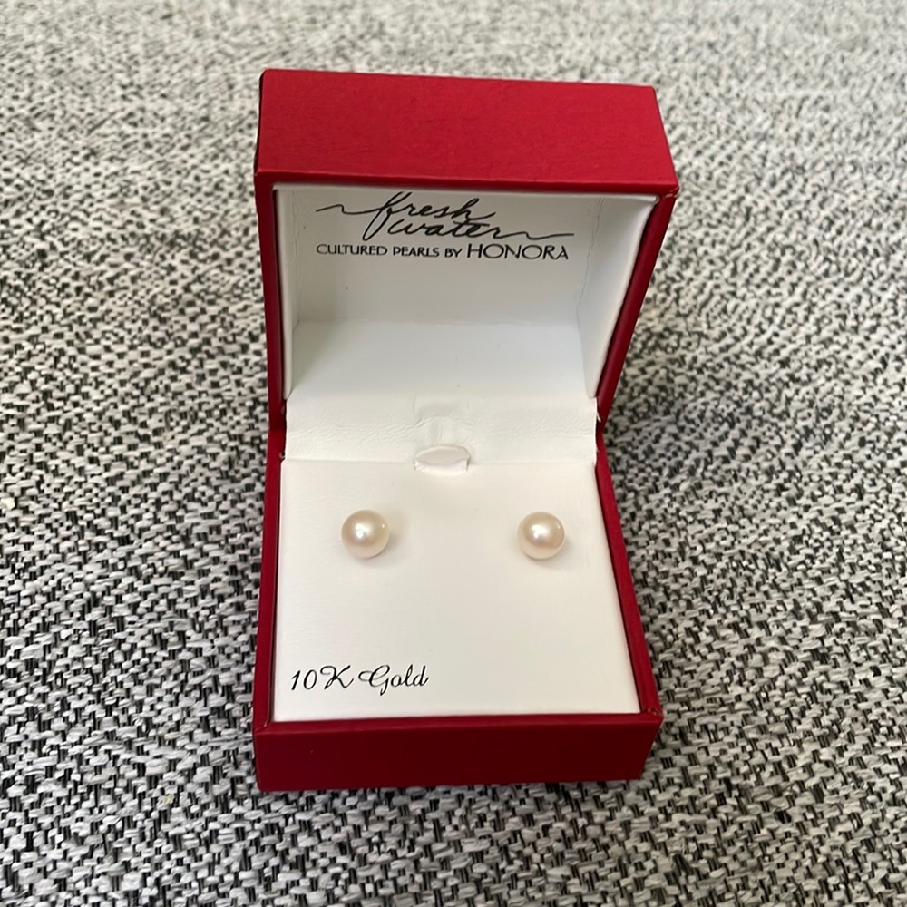 Pearl Earrings with 10k Gold by Honora